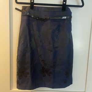 H&M Blue and Black Floral Pencil Skirt